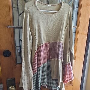 Easel Multicolor Patchwork Tunic Top Dress